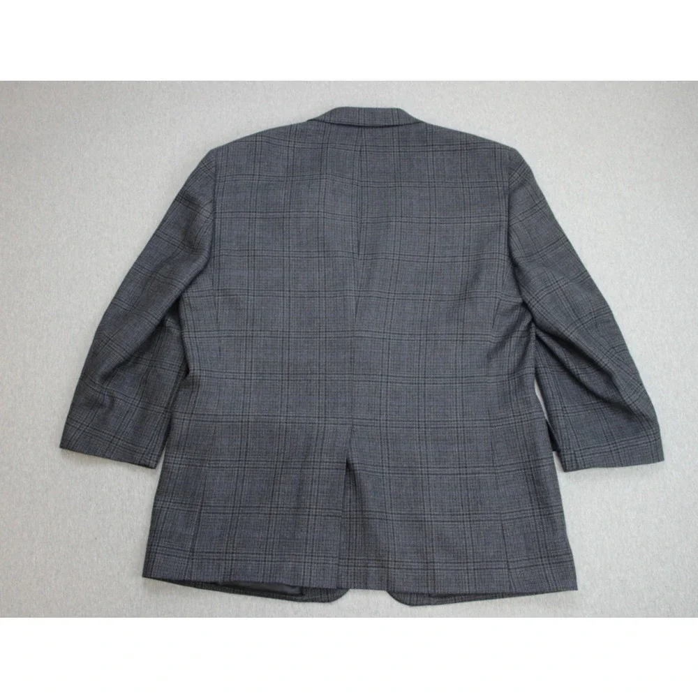 Jos‎ A Bank Blazer Mens 46R Gray Plaid 100% Wool 2 Button Single Breast